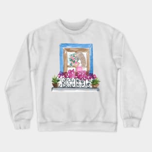 Girl standing at the window Crewneck Sweatshirt